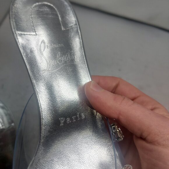 Christian Louboutin Degraqueen PVC Silver Jewel Heel Sandal - Picture 5 of 14